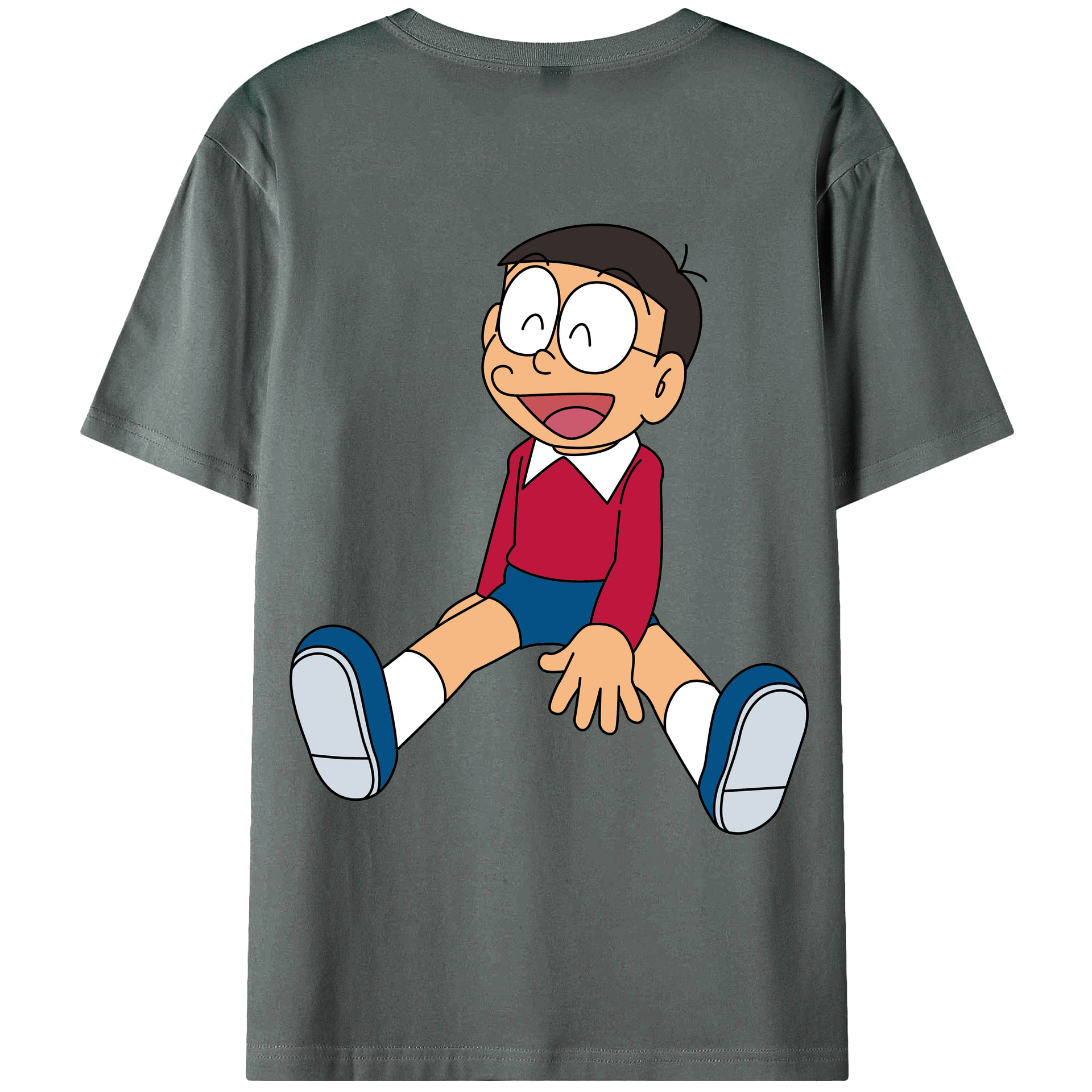 （画像用） ドラえもん 野比 のび太 Doraemon Nobita Nobi 綿100％ メンズ半袖Tシャツ（バックプリント） 通気性